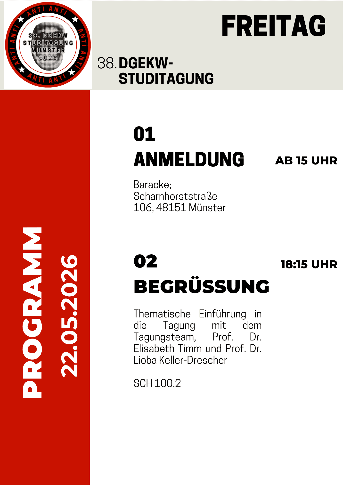 Programmübersicht der 38. DGEKW Studierendentagung 2026 - Bild 1